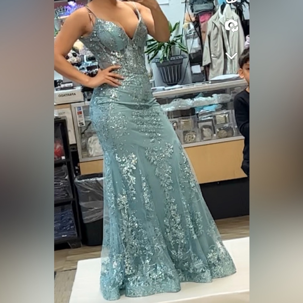 Coya formal sequin dusty blue dress size M